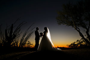 Bride and Groom at Saguaro Buttes Sunset Point.